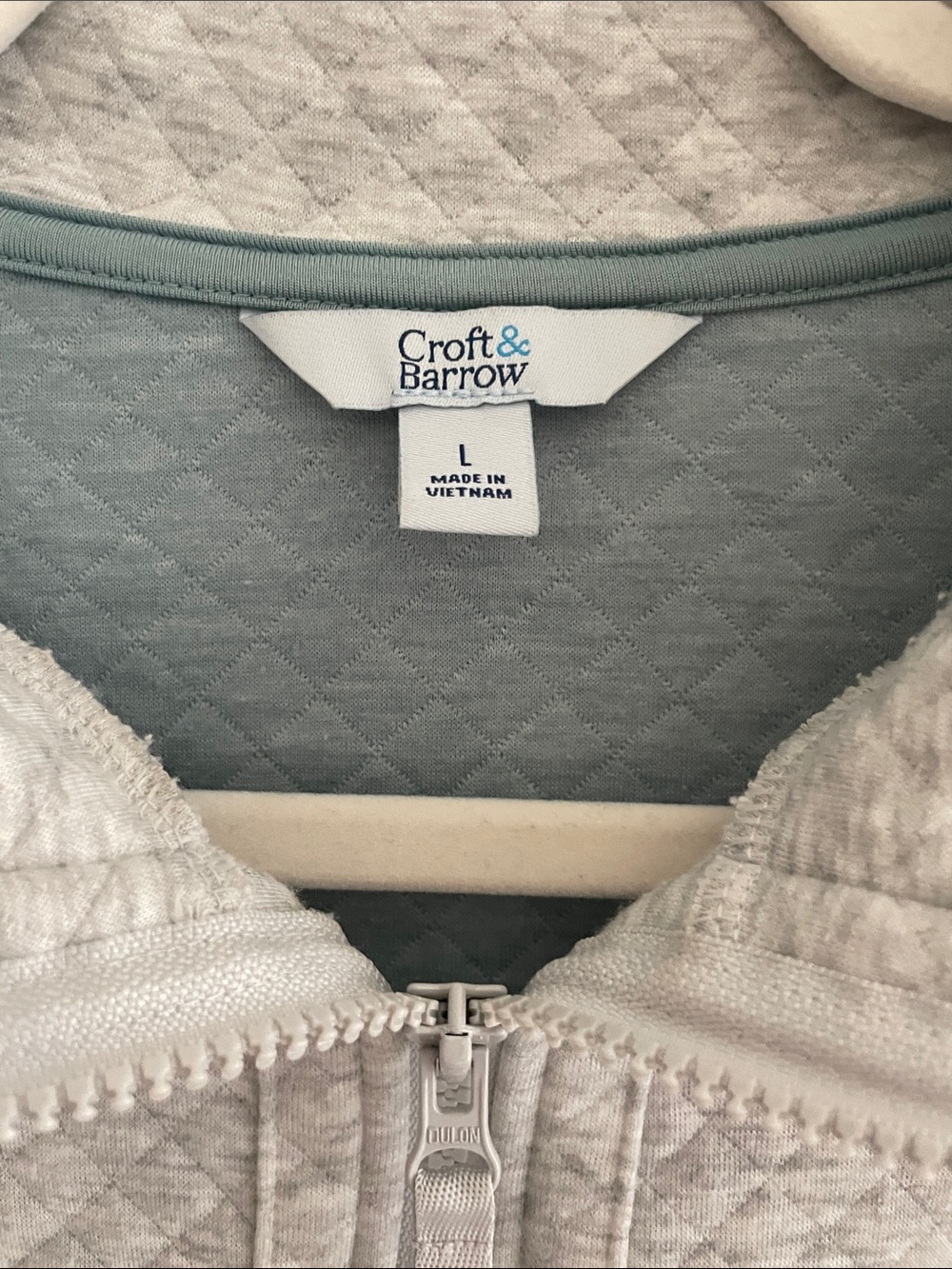 Carter's Quilted Half-Zip Pullover - Sage Green & Light Gray - Picture 2 of 5